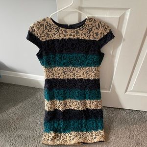 Ann Taylor Size 4P Striped Lace Dress